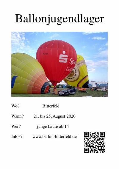 DIN A4 Plakat für das Ballonjugendlager 2020 des BiVfLs