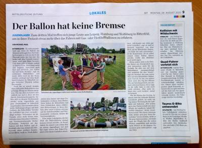 Bericht in der Mitteldeutschen Zeitung vom 24.08.2020